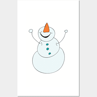 Happy Snow Day Snowman Posters and Art